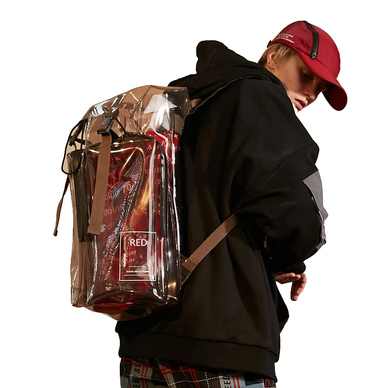 

Transparent Bag Clear Backpack Men Bag PVC Holographic Reflective Rucksack Women Travel Bagpack School Bags for Teenage Girls