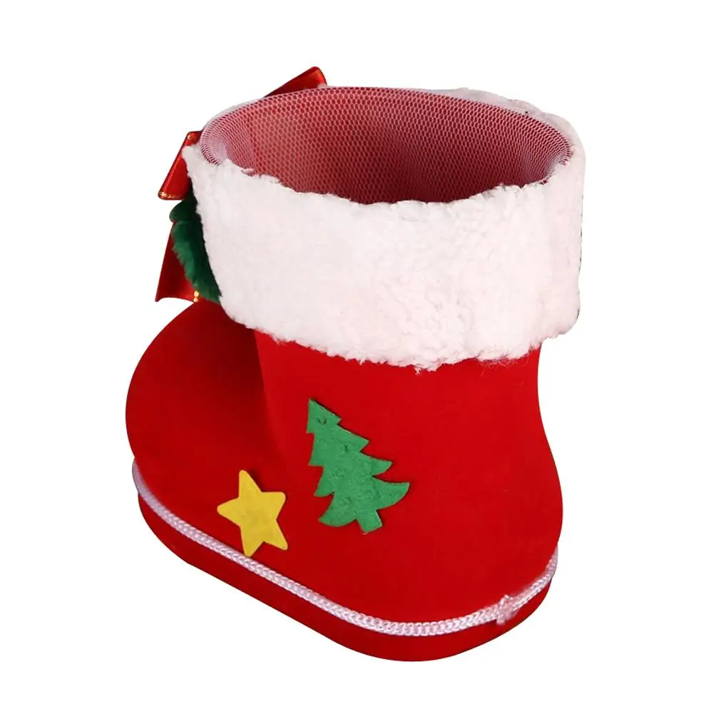 Рождественская елка украшения Красный Флокирование рождественские сапоги конфеты мешок(L