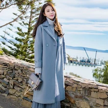 Новое плотное длинное пальто женское повседневное осеннее зимнее элегантное с длинным рукавом куртка с отложным воротником длинное пальто размера плюс верхняя одежда