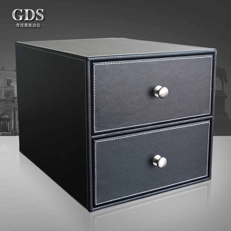 Pitebo 2 Drawer Double Layer Leather Office Filing Cabinet Desk