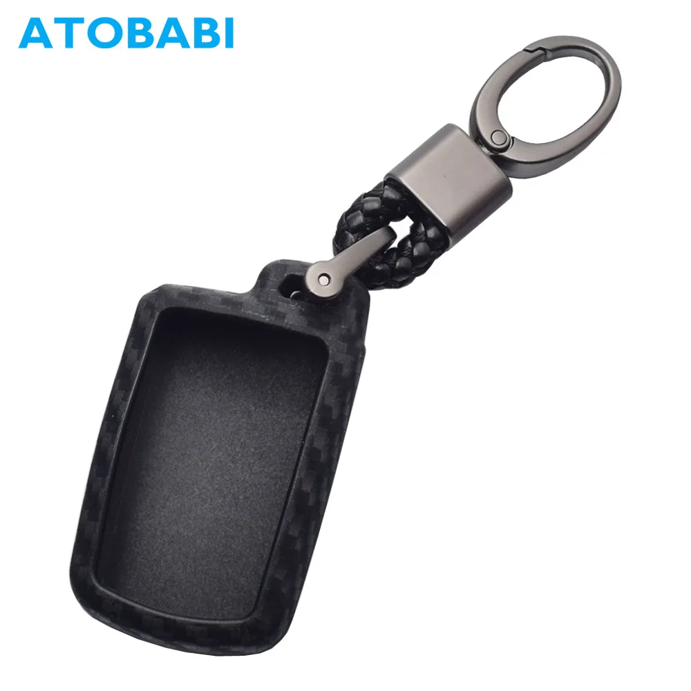 

ATOBABI Carbon Fiber Silicone Car Key Case For Toyota Camry Sienna Smart Remote Fob Cover Keychain Protect Bag Auto Accessories