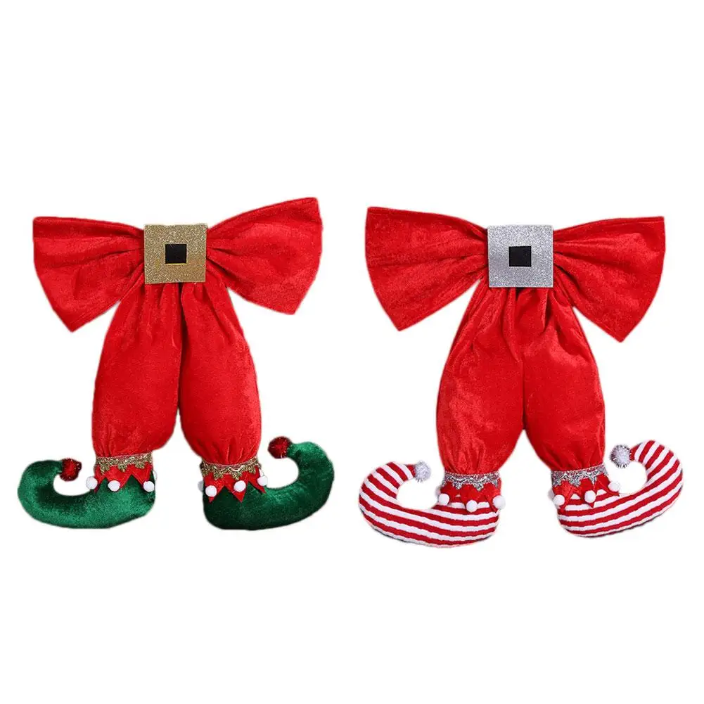 

European and American Style Cute Elf Foot Shape Bowknot Christmas Decoration Hotel Christmas Tree Decorations Christmas Decor