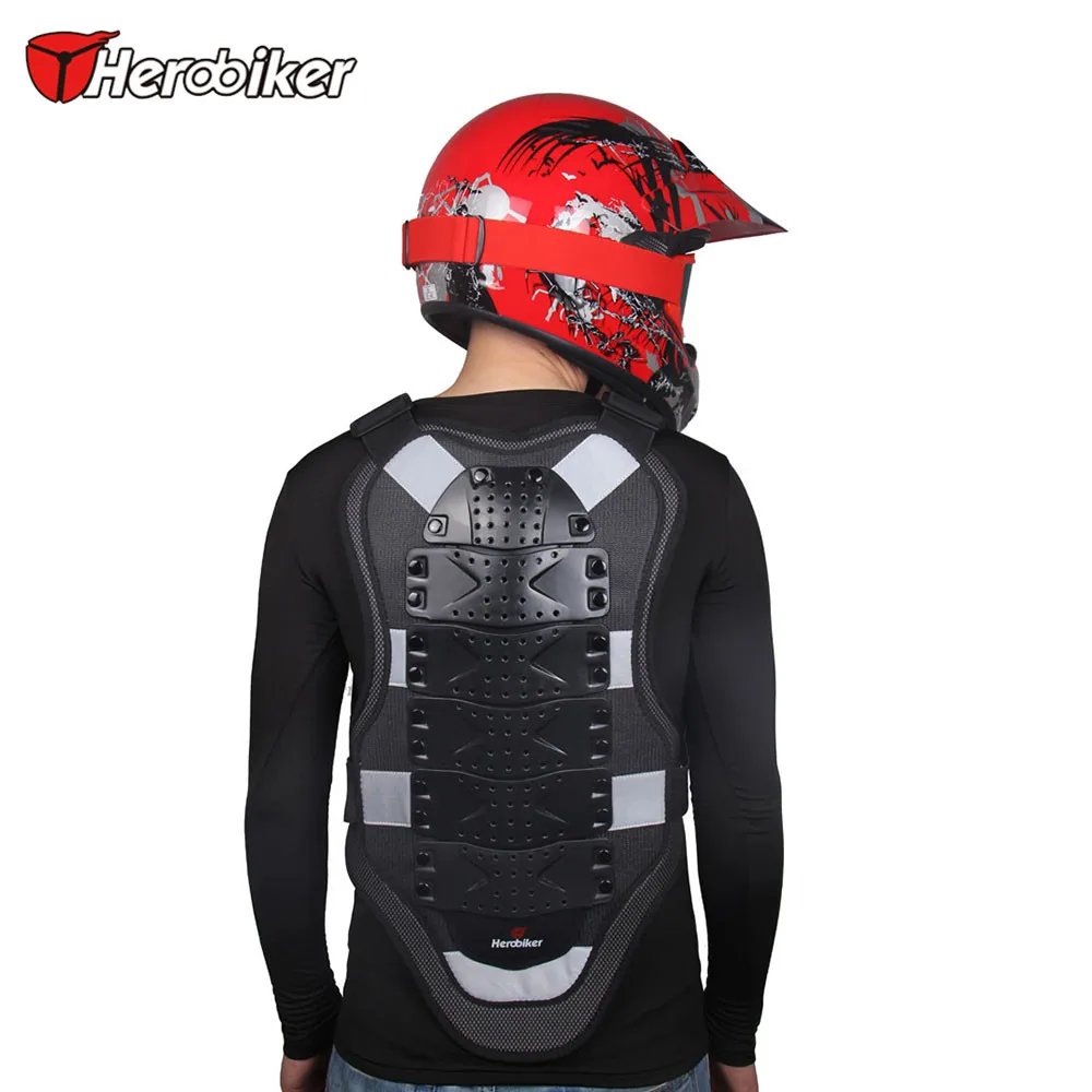 Herobiker Мотокросс гоночный доспех мотоциклетная куртка защита для тела со светоотражающей полоской черная Броня мотоцикл