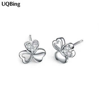 

Plata 925 Sterling Silver Earrings Jewelry Crystal Clovers Stud Earrings Pure 925 Silver Earrings Brincos Pendientes de plata