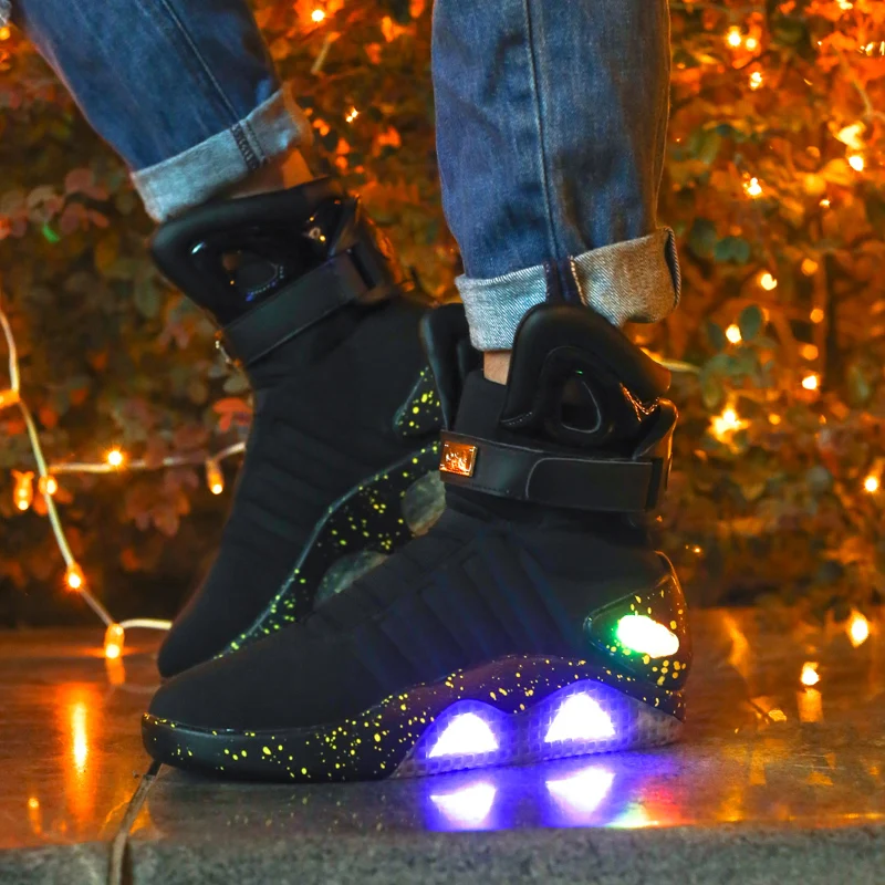 Future world soldiers/Мужская баскетбольная обувь; ограниченное издание; яркая светодиодная лампа; Высота верхушки; ботинки; USB зарядка; прогулочная обувь; 45, 46