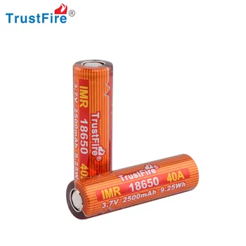

TrustFire IMR 18650 2500mAh 40A 3.7V Top Rate Rechargeable Li-ion Battery (1 Pair)