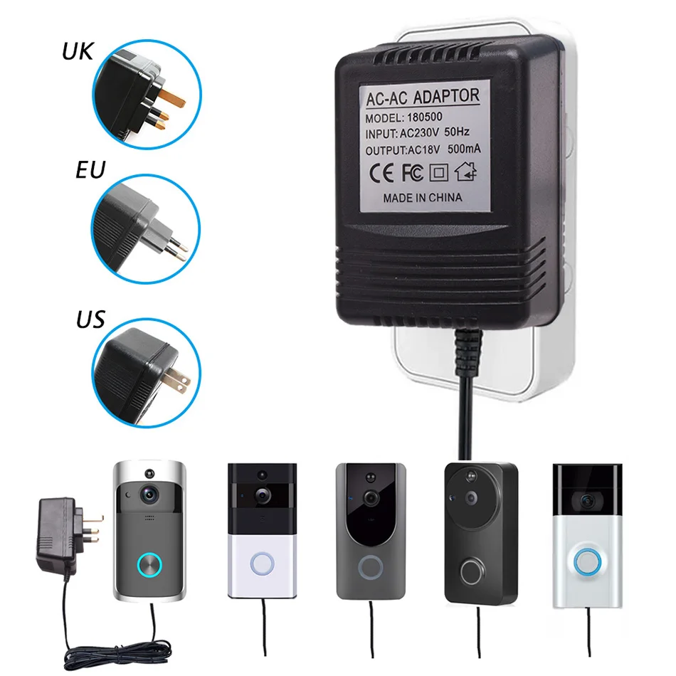 US UK EU Plug 18 V трансформатор переменного тока зарядное устройство для WiFi беспроводной дверной звонок блок питания камеры IP видеосвязь кольцо