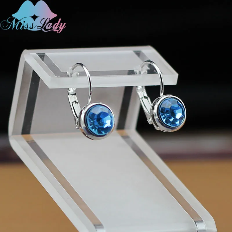 Miss Lady Gold color Crystal korean Fashion Jewelry Round minimalist small kpop drop Earrings for women MLY5126