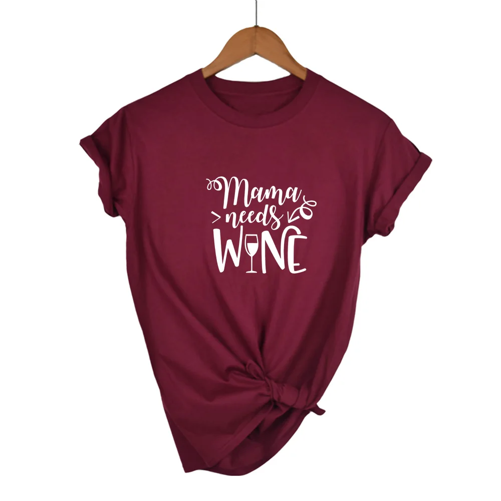 Mama needs wine футболка летняя новая модная женская футболка подарок для мамы футболки топы слоган забавная футболка