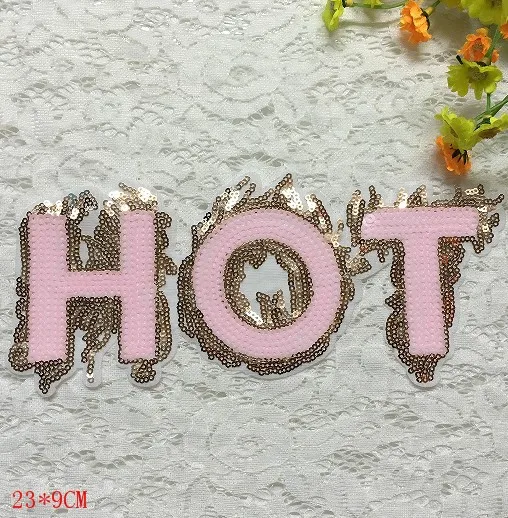 23cm*9cm HOT sequins Embroidered Lace Fabric Applique patch Sew on Clothing decoration patches 2pcs/lot | Дом и сад