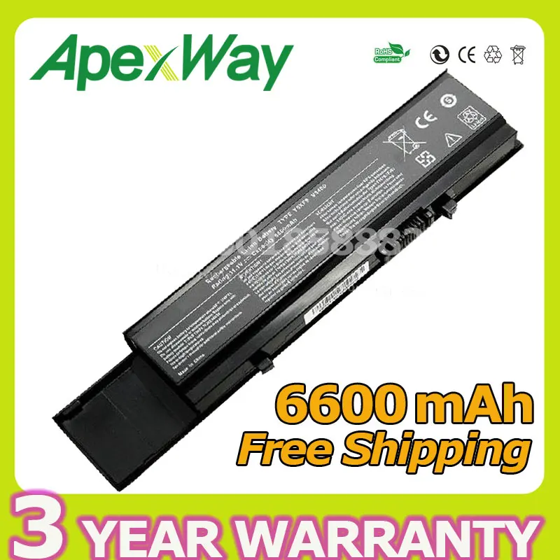 Apexway 9 ячеек 6600 мАч аккумулятор для ноутбука Dell Vostro 3400 V3400 3500 004D3C 004GN0G 0txwrr P09S P09F001 P10G |