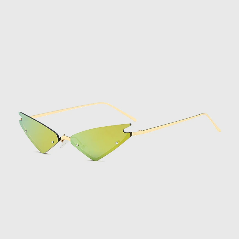 Королевские винтажные женские солнцезащитные очки кошачий глаз, брендовые дизайнерские солнцезащитные очки с полуоправой, мужские зеркальные очки без оправы UV400 ss890 - Цвет линз: C6-Gold-Yellow