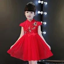Девушка платье принцессы детская платье Чонсам сетки Show