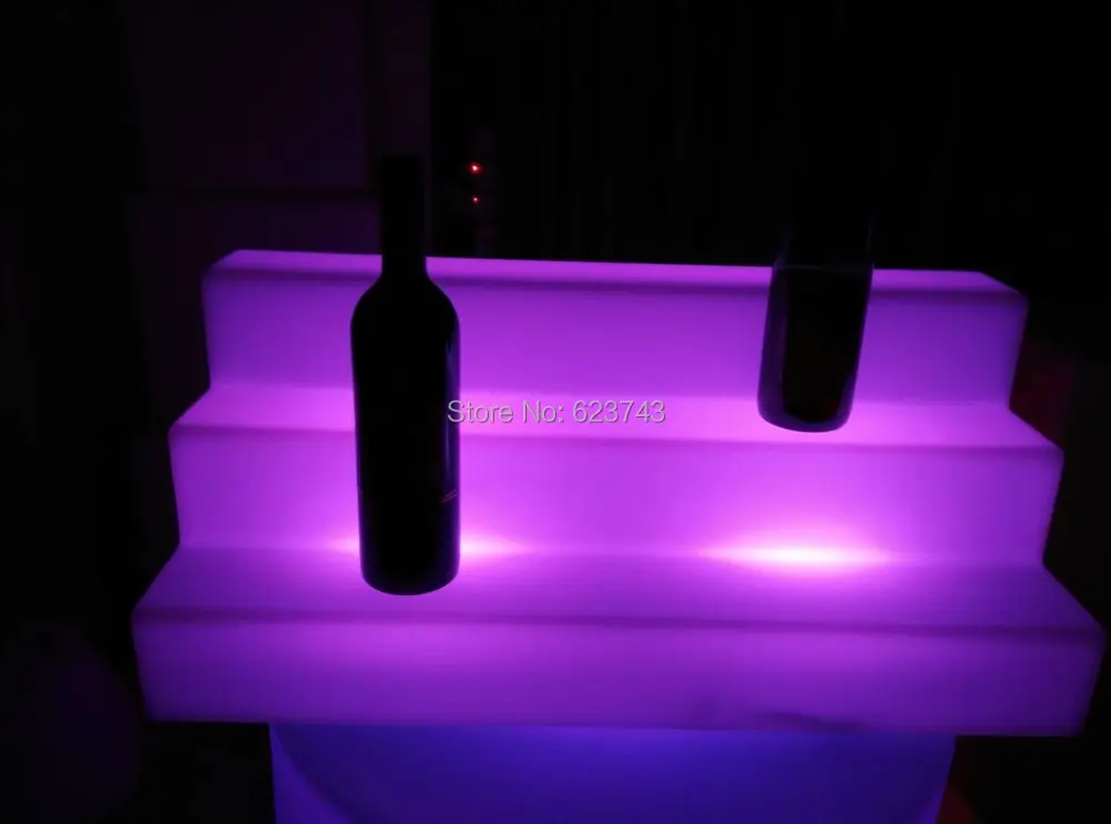 Waterproof Color changeable LED Three Step Bars Shelves Holder,Lighted up bottle displays beer Holders remote controller+Adapter