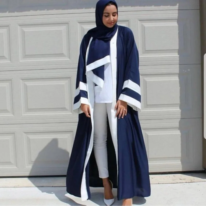 new Casual Muslim Abaya Striped Dress Scarf Cardigan Long Robes Kimono Ramadan Middle East Thobe Service Islamic Clothing