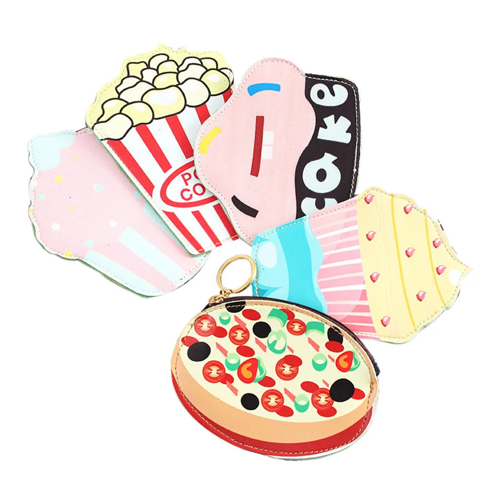 

Creative mini Cartoon food cute cheap coin Purse For Girl women lovely key purse hamburger Cake Popcorn Kids Zipper Change purse