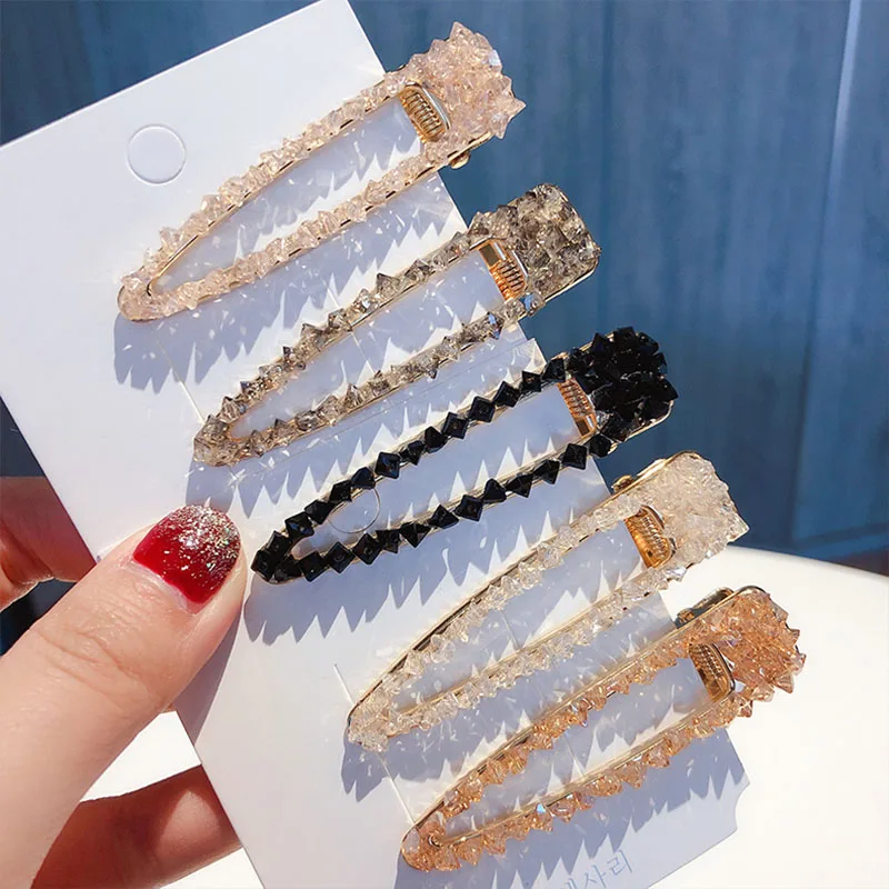 

2019 Summer Trendy Transparent Triangle Crystal Hollow Drop Long Hairpins For Women Fashion Hair Accessories Hair Clips Gifts