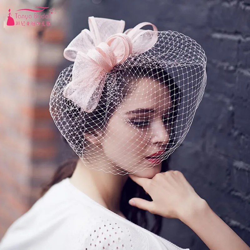 Buy Blush Bridal Hat cover the face Tulle Fashion Hat