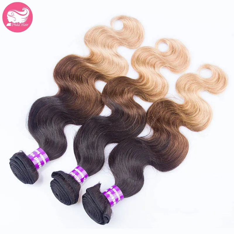 

3pcs Lot Ombre Virgin Mongolian Hair Extension Body Wave 1B/4/27 Three Tone Human Hair Weave Mongolian Virgin Ombre Hair Weft