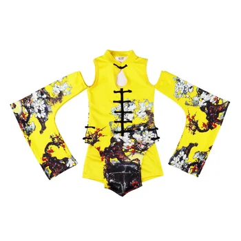 

Retro Dance Costume Kids Printing Jazz Set Chinese Perform Dancing Costumes Girls Hip Hop Stage Outfits Street Dance Wear DC1428