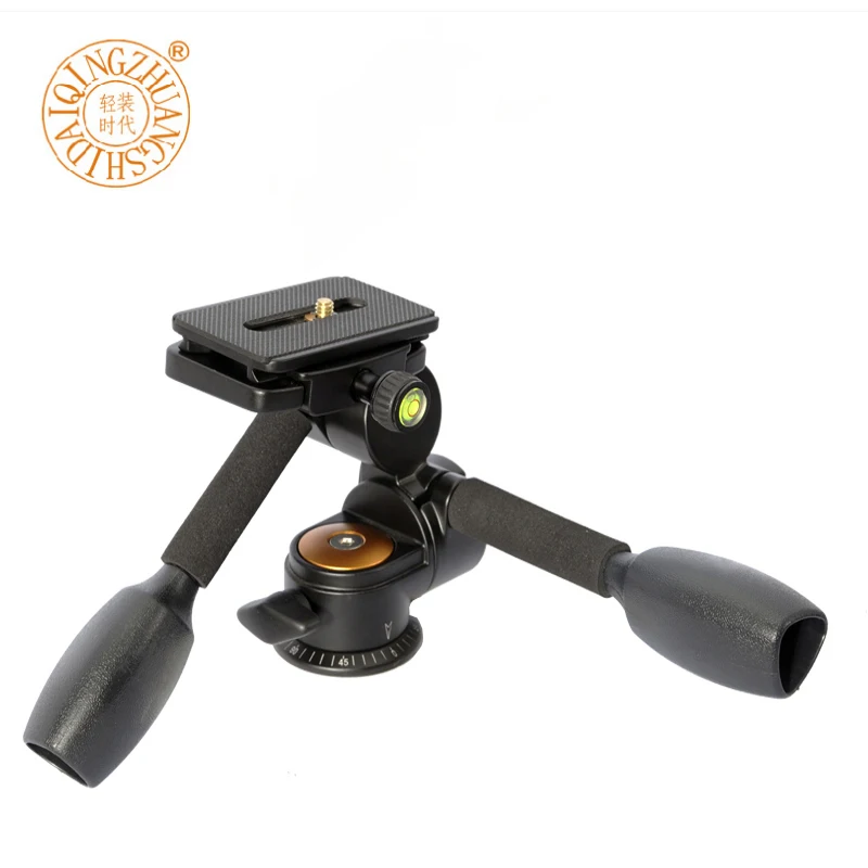 QZSD Q80 Aluminum Video Tripod ballhead 3-way Fluid Head Rocker Arm with Quick Release Plate for Camera Tripod Monopod