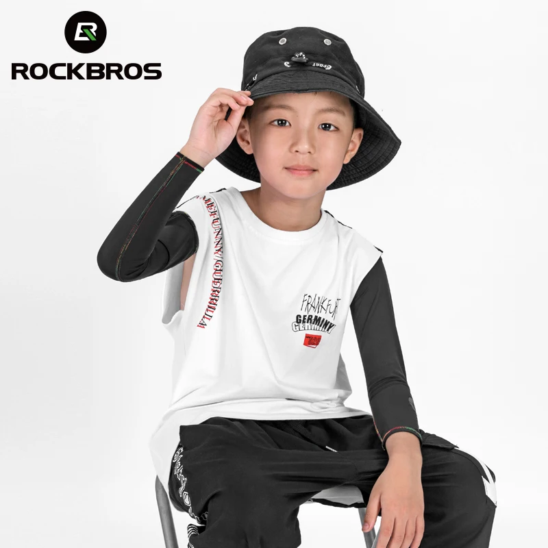 ROCKBROS летние детские рукава из ледяного шелка, Солнцезащитная Защита от УФ лучей, гетры для защиты от солнца, спортивные рукава для детей ROCKBROS летние детские рукава из ледяного шелка, Солнцезащитная Защита от УФ лучей, гетры для защиты от солнца, спортивные рукава для детей