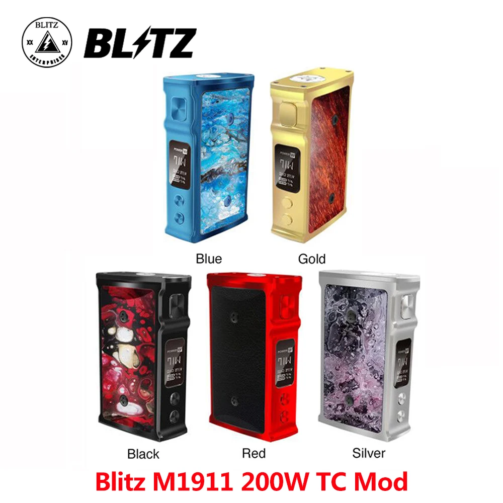 

Original E cigarette Blitz M1911 200W TC Mod by 18650 batteries & 0.91 inch OLED screen ecigarette vape mod vs thro pro box mod