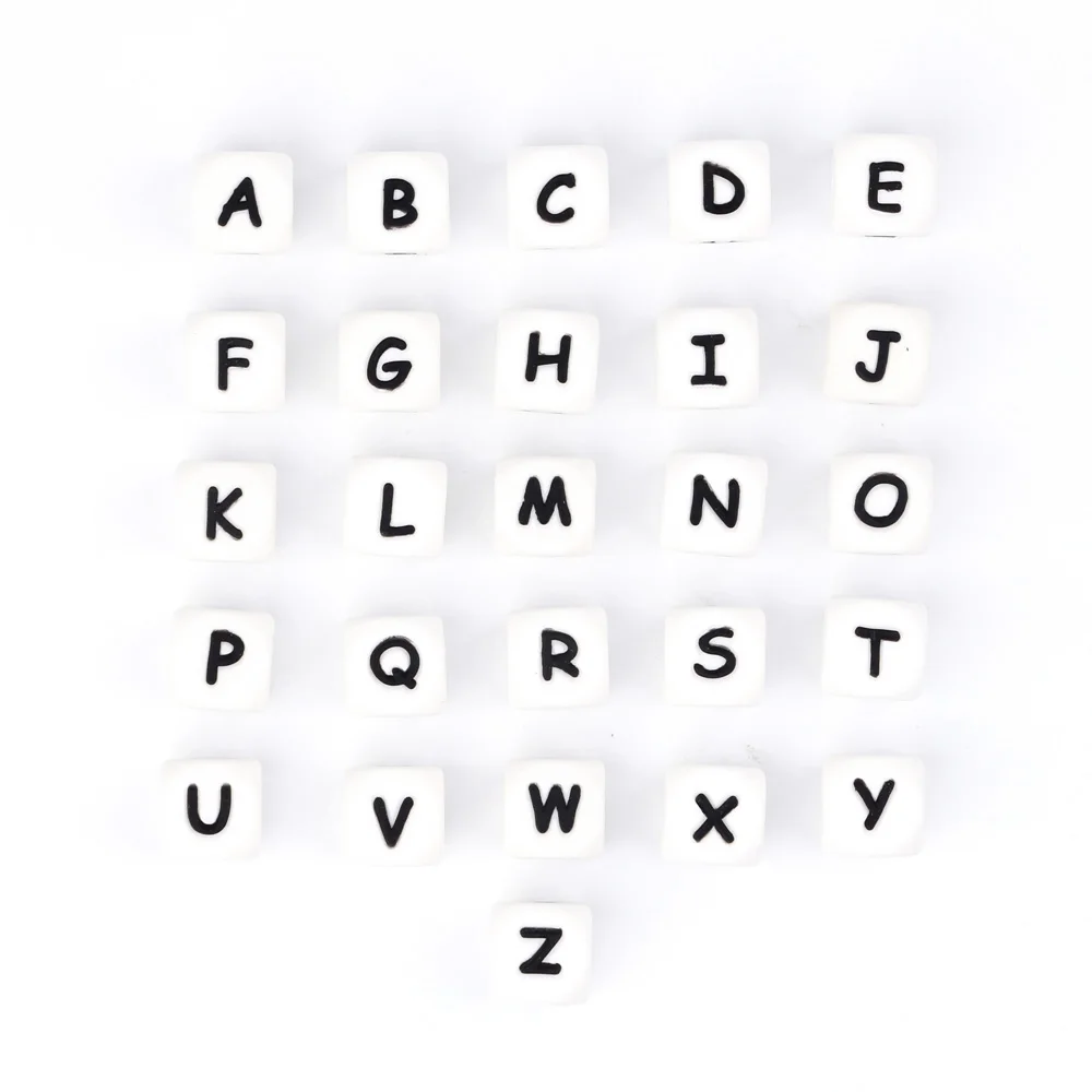 TYRY.HU 100pc Silicone Letters English Alphabet beads 12mm Baby Teething Necklace Accessories Food Grade Silicone BPA FREE