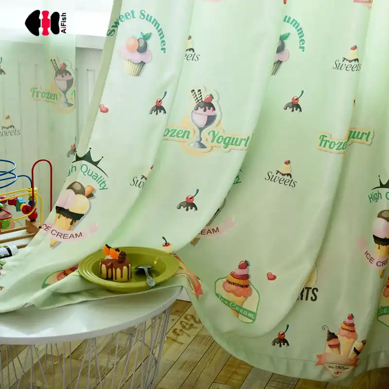 Modern Simple Cartoon Digital Ice Cream Curtains Boy Girl Son