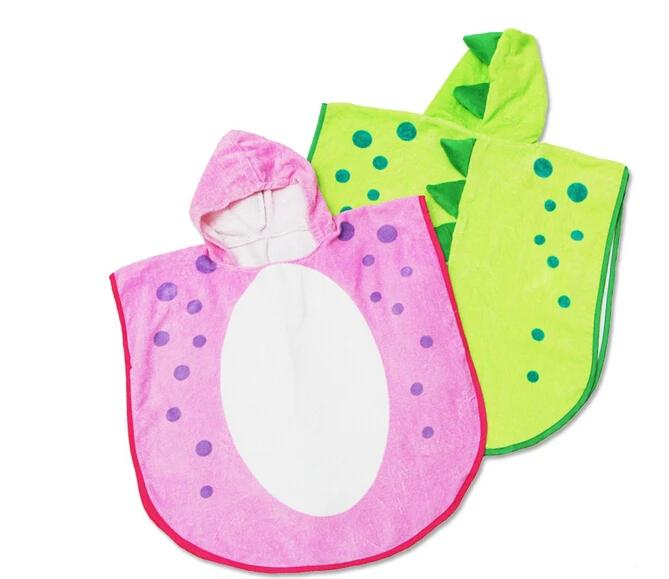 

3 Colors-Blue Green and Pink Spot Stain Dino Dinosaur Kid Ponchos/Hooded Children's bath towel/Kids beach towel/Infant ponchos