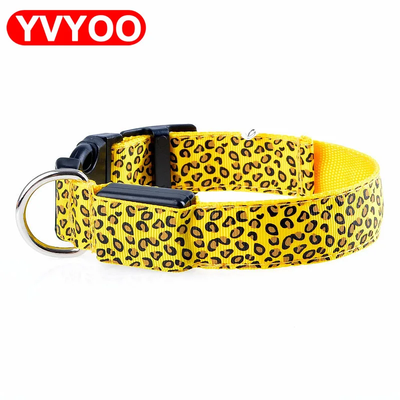 Leopard LED ошейник для питомца собаки Ночная безопасность мигающий светящийся