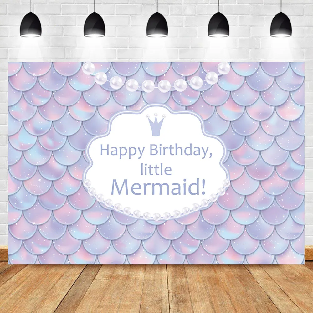 

Photography Backdrop Purple Mermaid Scales Backdrop Little Princess Birthday Party Baby Shower Background Banner Studio Props