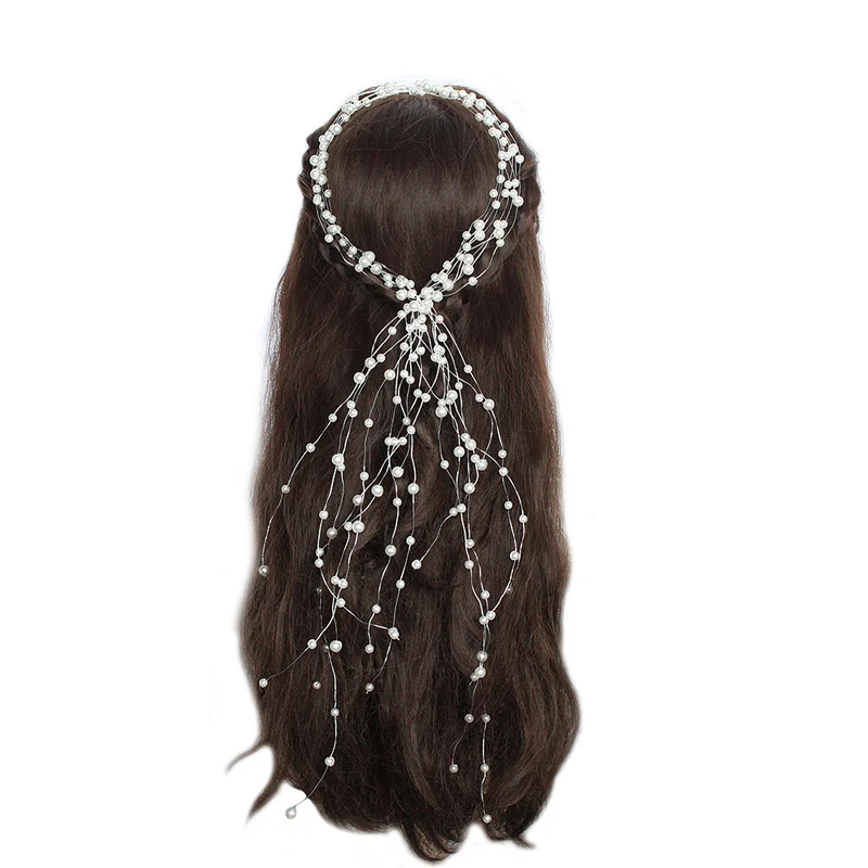 ファッション手作り真珠ヘッドバンドロングヘアブライダル結婚式のヘア装飾品ヘアバンドクリスタル結婚式のヘアアクセサリー花嫁のための Bridal Headwear Aliexpress