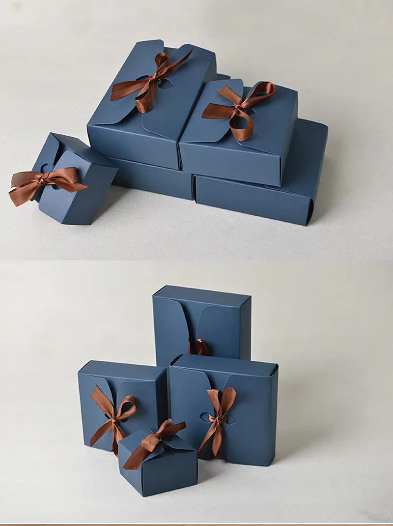 Крафт-коробки с лентой, свадебные коробки, подарочные коробки для детского душа, подарочные коробки для вечеринок 30 шт./лот