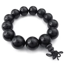 Ювелирный мужской браслет, 18 мм тибетские буддистские сандалии жемчужная Молитва мала, дерево, черный