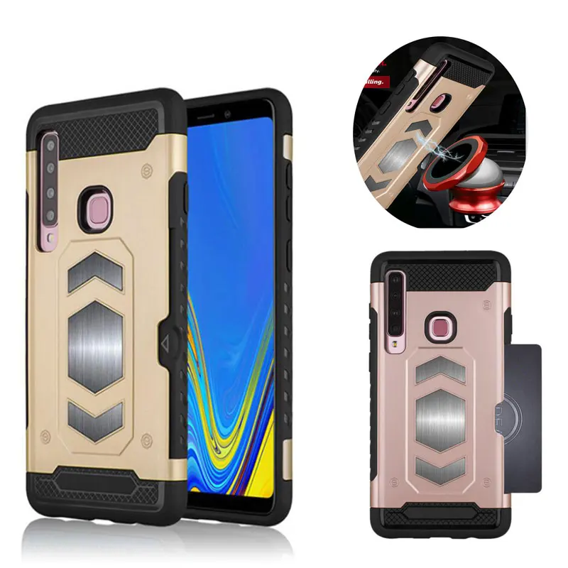 

Car Magnetic Armor Case For Samsung Galaxy A6 A7 A9 2018 Case Card Slot TPU Silicon Cover for Samsung A7 A5 2017 A9S Phone Cover