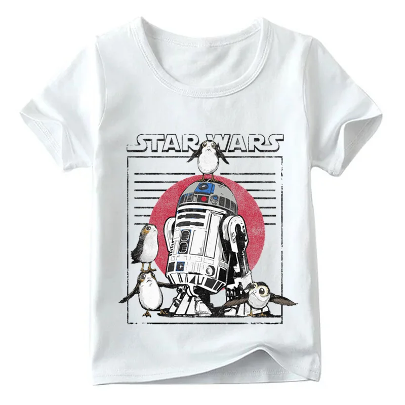 Для маленьких мальчиков/девочек Звездные войны Робот R2-D2 с BB-8 забавная футболка летние детские топы с короткими рукавами детская повседневная одежда, ooo5193 - Цвет: ooo5193 J