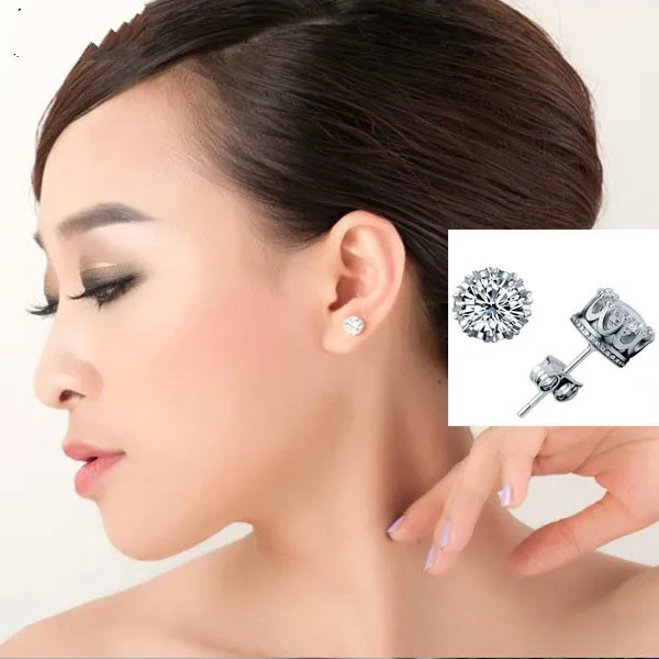 

Korean Crown Aaa Zirkoon Crystal Silver /gold Color Earrings Fashion Jewelry Women Earrings Wholesale Dropshipping