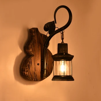 

American retro Wall Lamps industrial iron lantern bar diffuse Cafe creative personality antique ship wood wall light LU71366 -YM