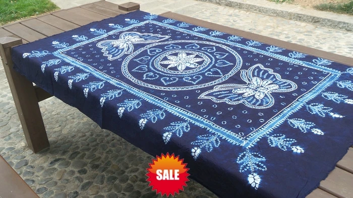 

Bandhani Tie dye Unique Original Design Decorations Arts double butterfly / Handmade Table Cloth Many Uses / Wholesale