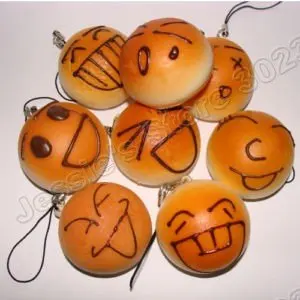 Funny Bread Shape Smiling Face Mobile Phone Straps Key