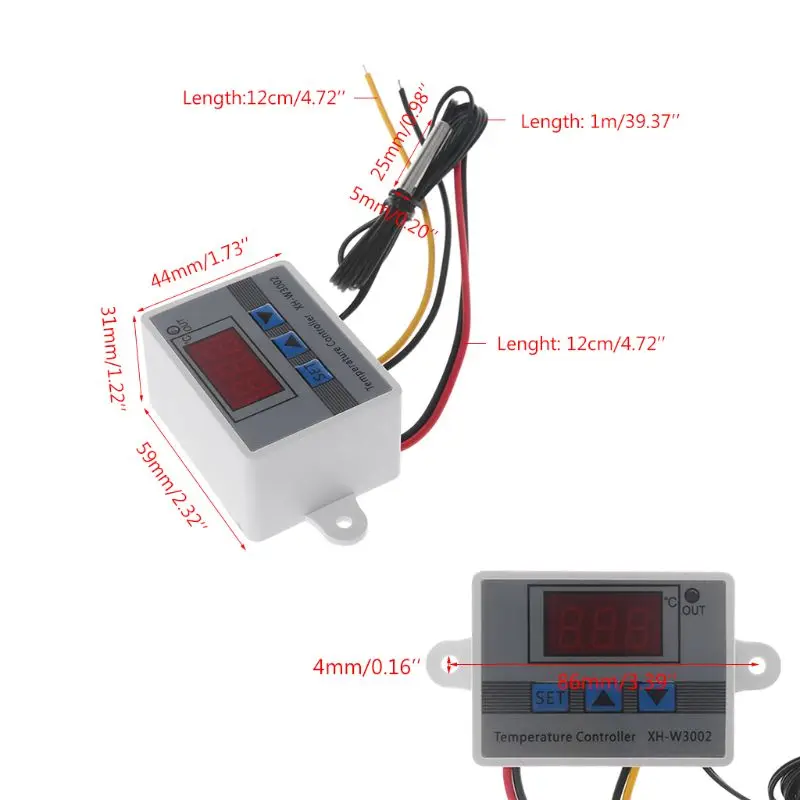 12V 24V 220V W3002 цифровой Дисплей Температура контроллер переключателя 10A светодиодный Термостат Регулятор