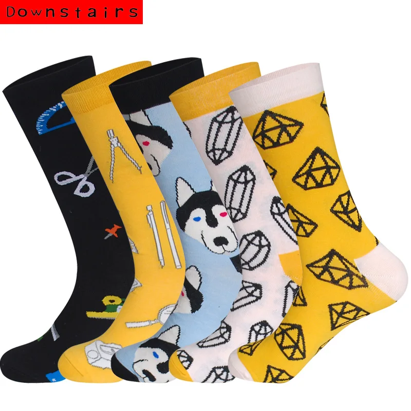 Внизу 5 пар/лот уличная одежда унисекс счастливые носки женские Харадзюку хип-хоп модные дизайнерские носки с котами корейский стиль AB Носки