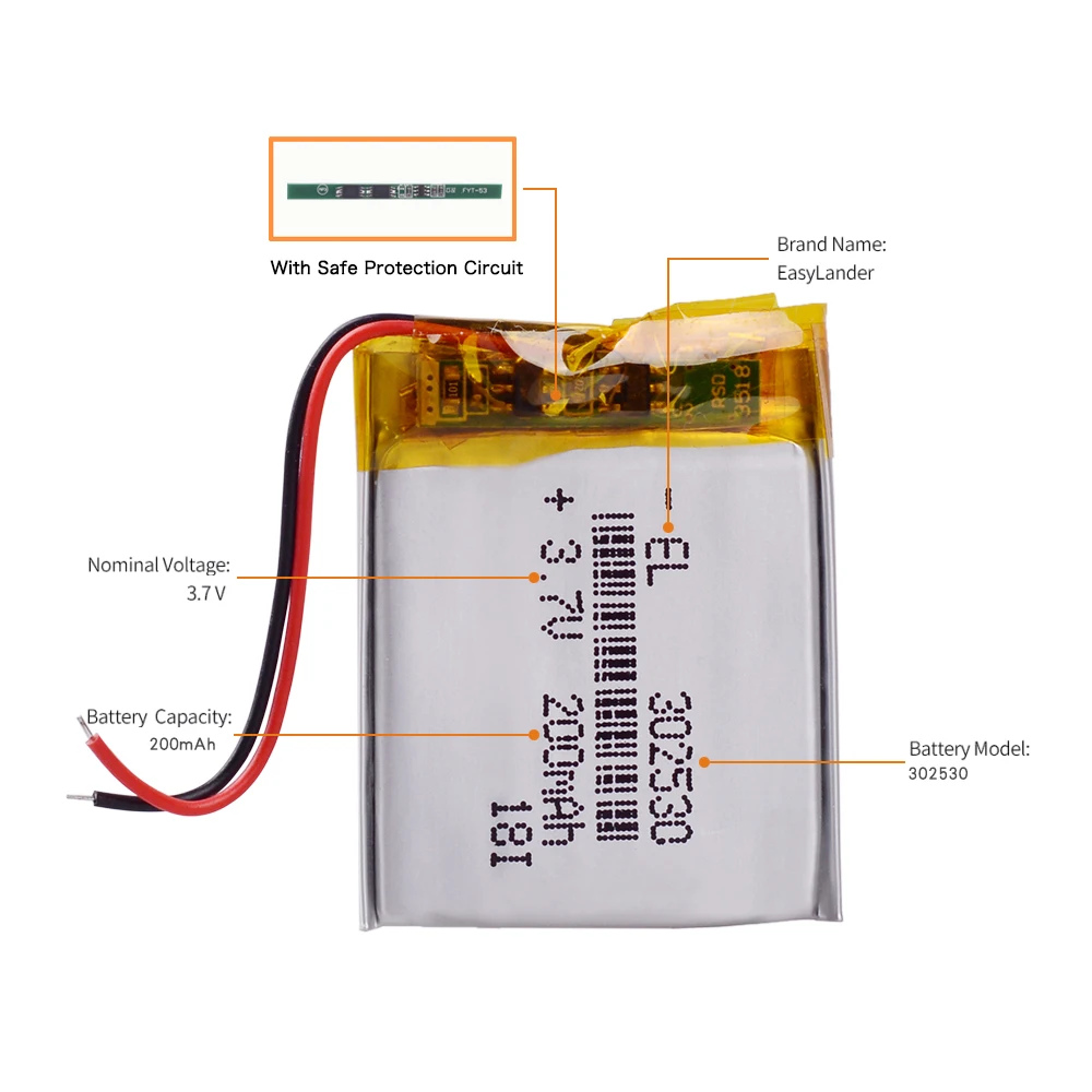 302530 3,7 V 200mah литий-полимерный аккумулятор для mp3 брелок игрока red scorpio premium st будильник навигатор