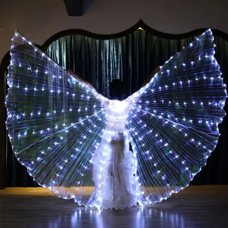 

Adult Belly Dance Opening Angle Wings 360 Degrees LED Luminous Light Up With Flexible Sticks Halloween Stage Performance Props