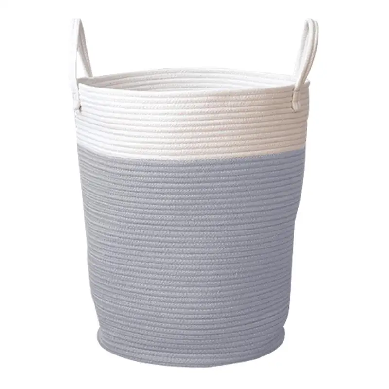 Большой размер хлопковая нить тканая корзина для хранения одежды удобный и практичный органайзер для одежды игрушки корзина для мелочей - Цвет: Grey White