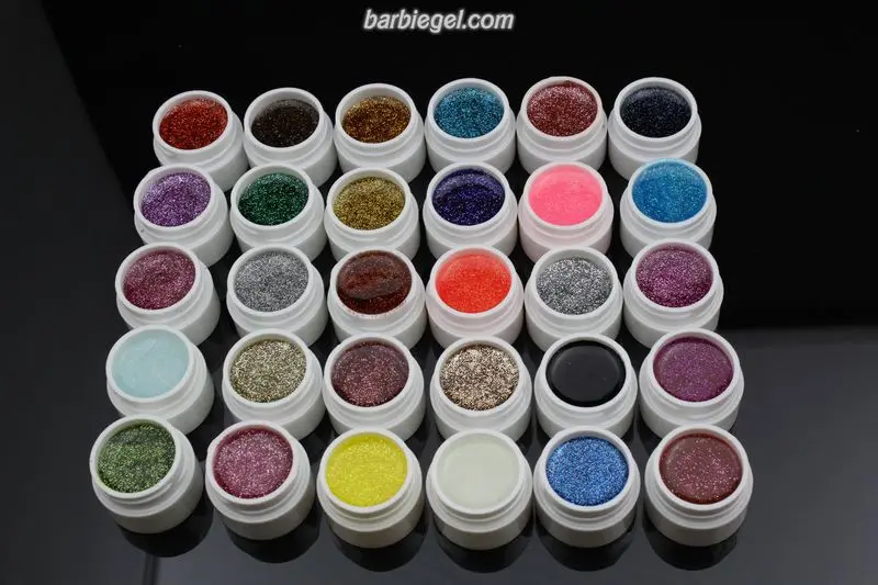 30 Colors Glitter Uv Gel Set Solid Glitter Different Color Nail Art UV