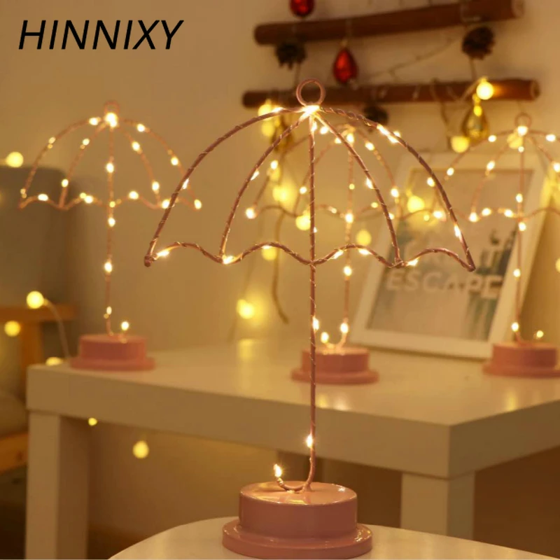 Hinnixy, настольная лампа для девочек, Umberlla, единорог, облако, ананас, фламинго, моделирование, ночные светильники, для спальни, вечерние, Декор, домашнее освещение