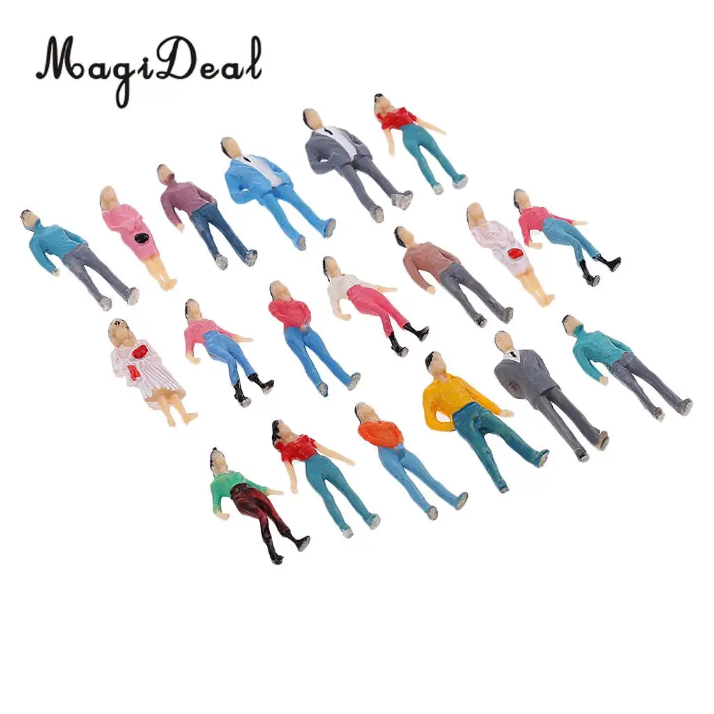 MagiDeal 1Set 1/50 Scale Train Railway Park Street Building Passenger People Figures Model HO Painted for Layout Landscape Scene