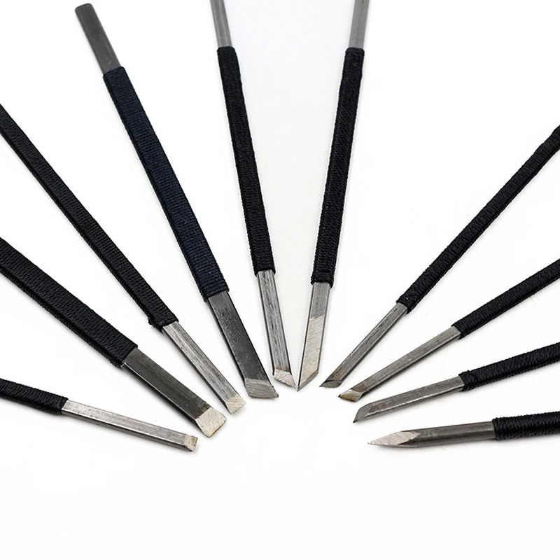 

10 Pcs/set Stone Carving Knife Tool Set High Carbon Steel Flat and Oblique Knife Woodworking Hand Tools for Carving Enthusiasts